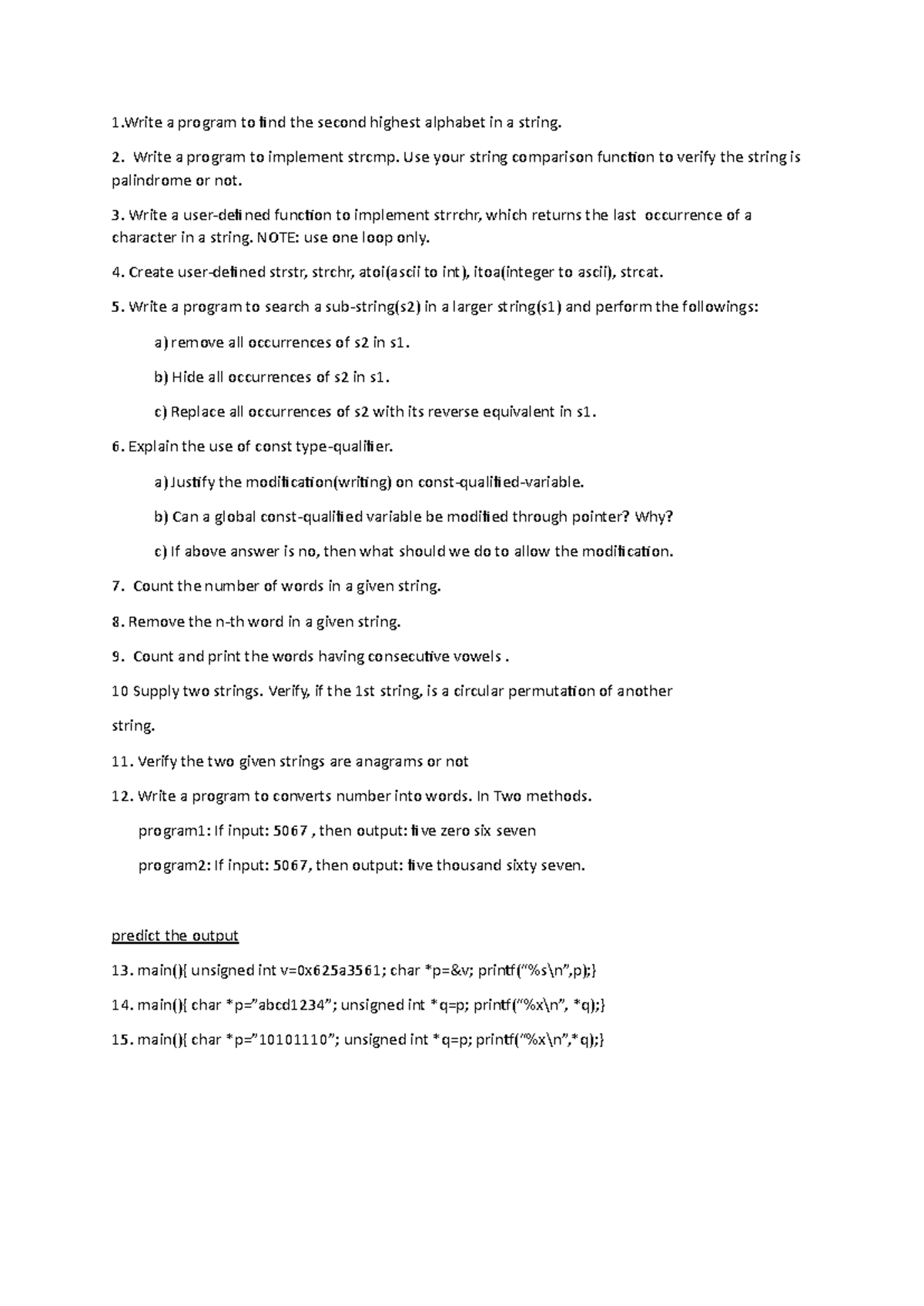 C Programming Notes: String Manipulation & Functions (CS101) - Studocu
