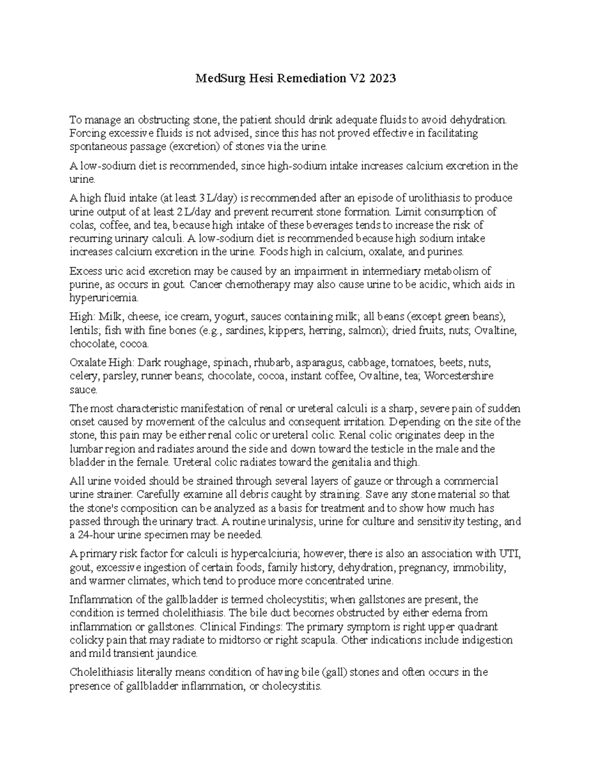 Med Surg HESI Remediation V2 Study Guide for 2023 - Studocu