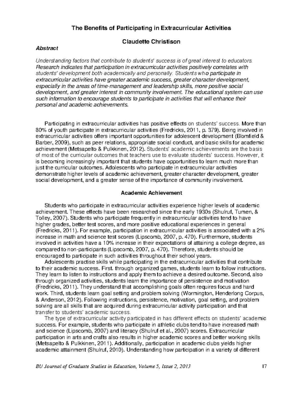 EJ1230758 - The Impact of Extracurricular Activities on Student Success ...