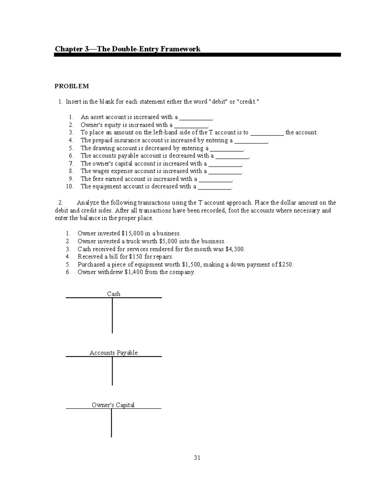 Chapter 3 - Homework: T Account Analysis & Transactions - Studocu