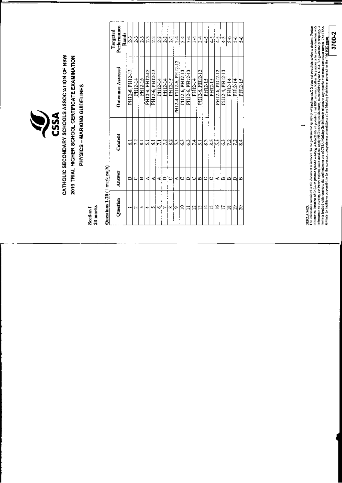 CSSA 2019 Trial HSC Physics Marking Guidelines and Answers - Studocu