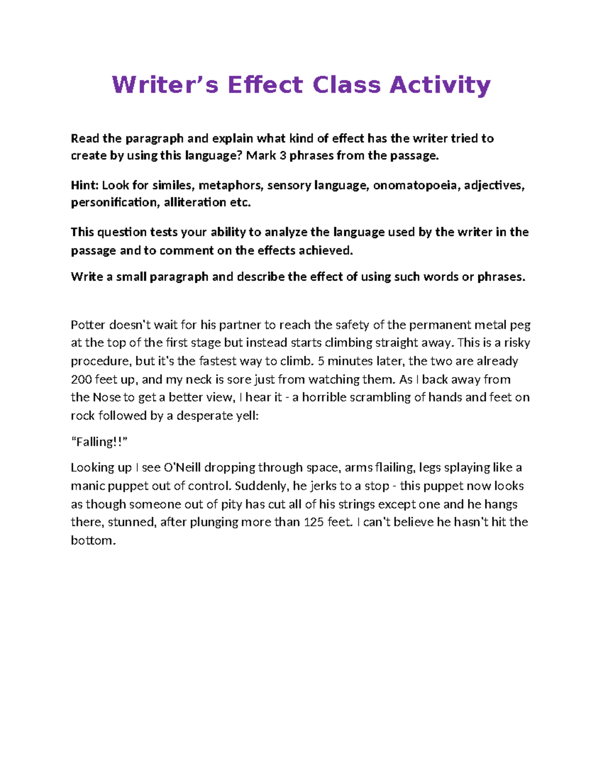 Writer's effect analysis - English 101 revision notes - Studocu