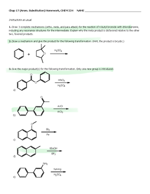 CHEM 224 Rec Mechanisms 1 - Orgo II Mechanisms Recitation 1 Name