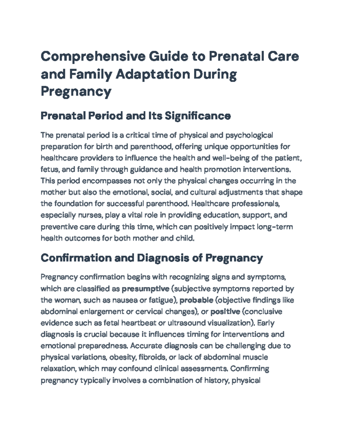 Comprehensive Guide to Prenatal Care & Family Dynamics (NURS 301) - Studocu