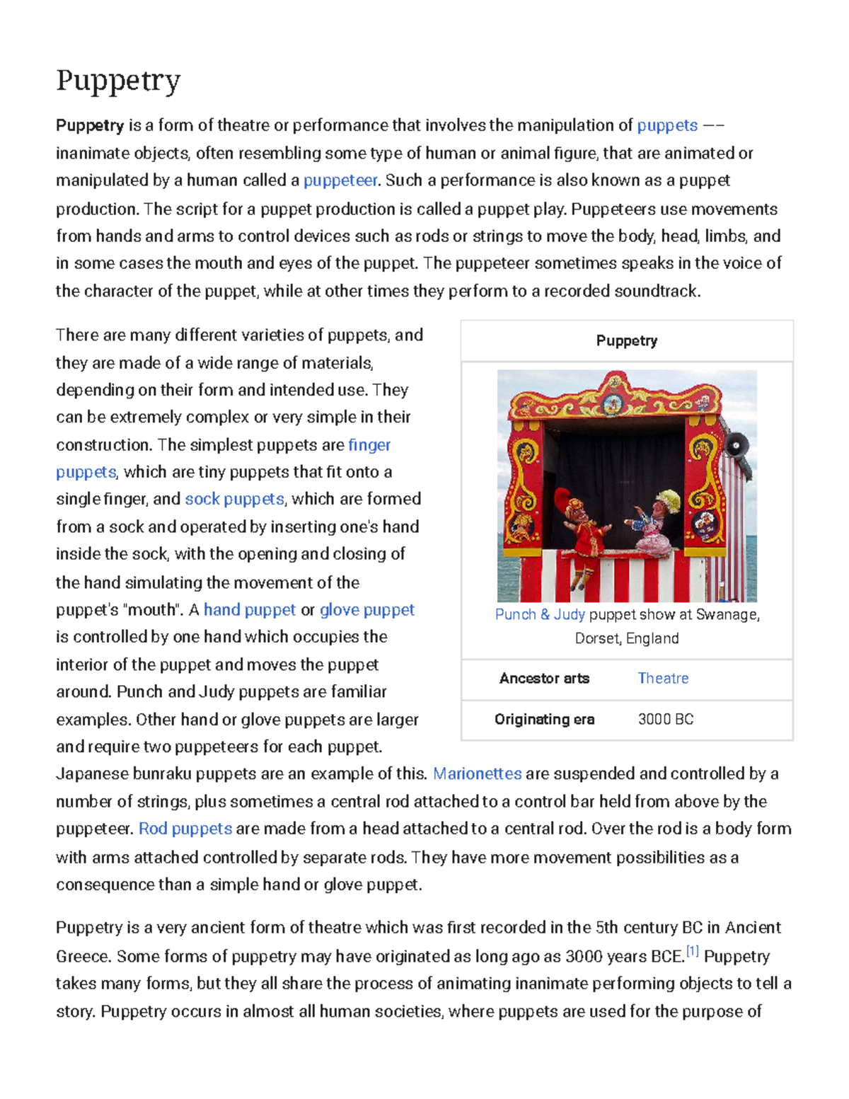 Puppetry: An In-Depth Study of Its History and Techniques - Studocu