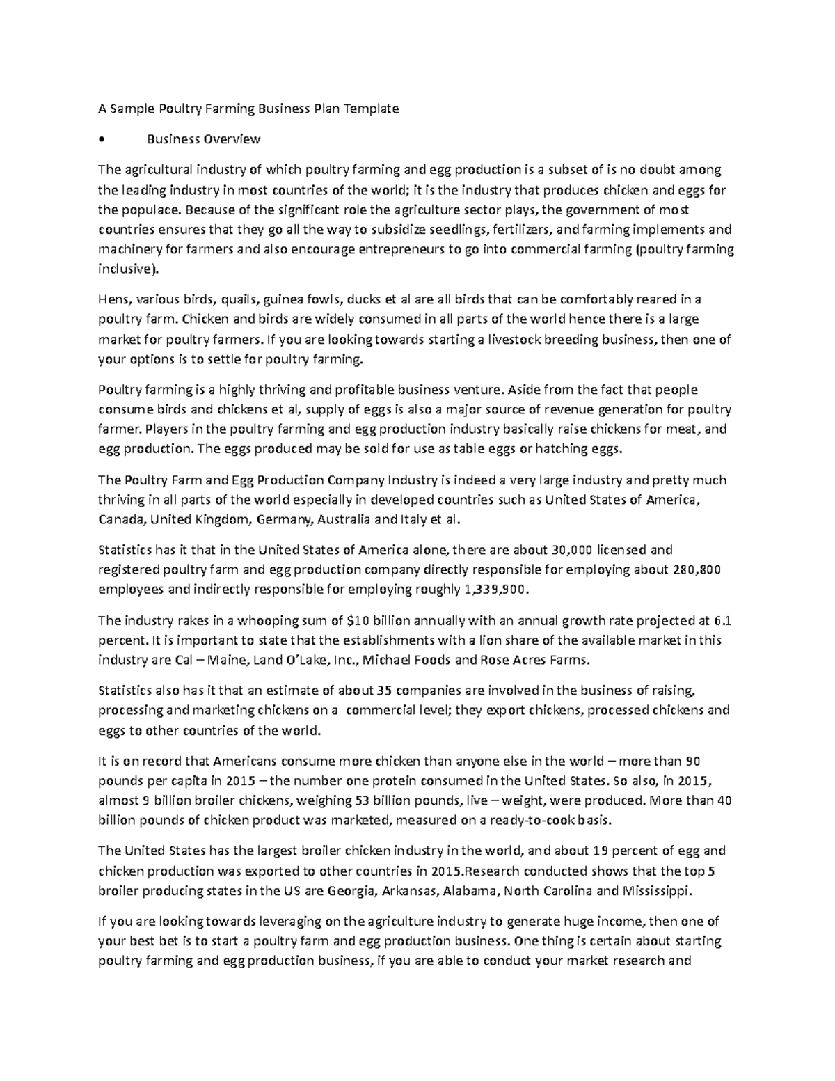 Poultry Farming Business Plan: Noble Ernest Farms Overview & Strategies ...