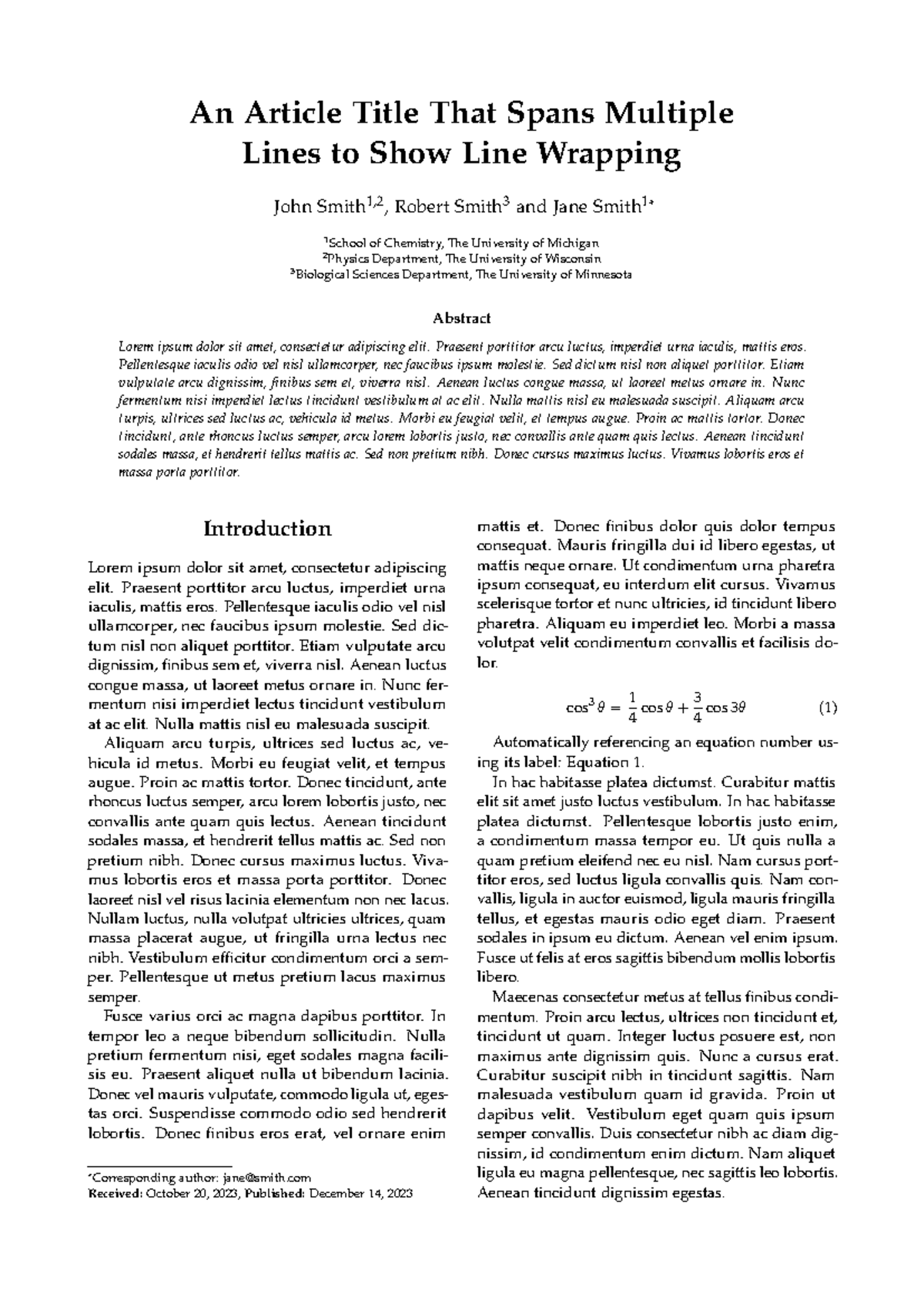 latex not for bio - An Article Title That Spans Multiple Lines to Show ...