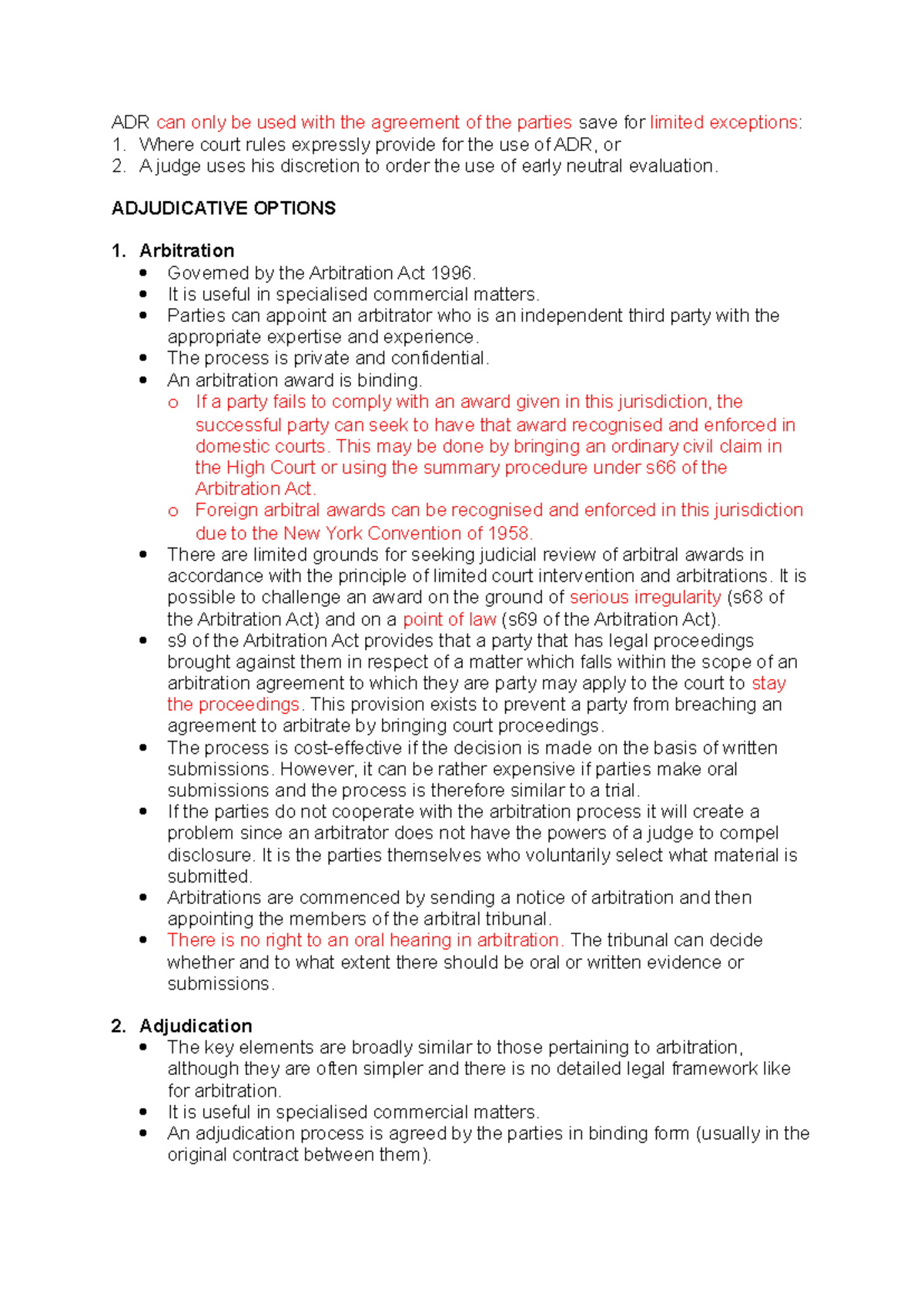 ADR - Brief notes on alternative dispute resolution methods - Studocu