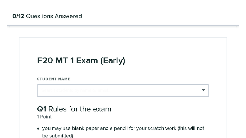 F20 MT1 - Midterm Exam 1 Guidelines and Sample Questions - Studocu