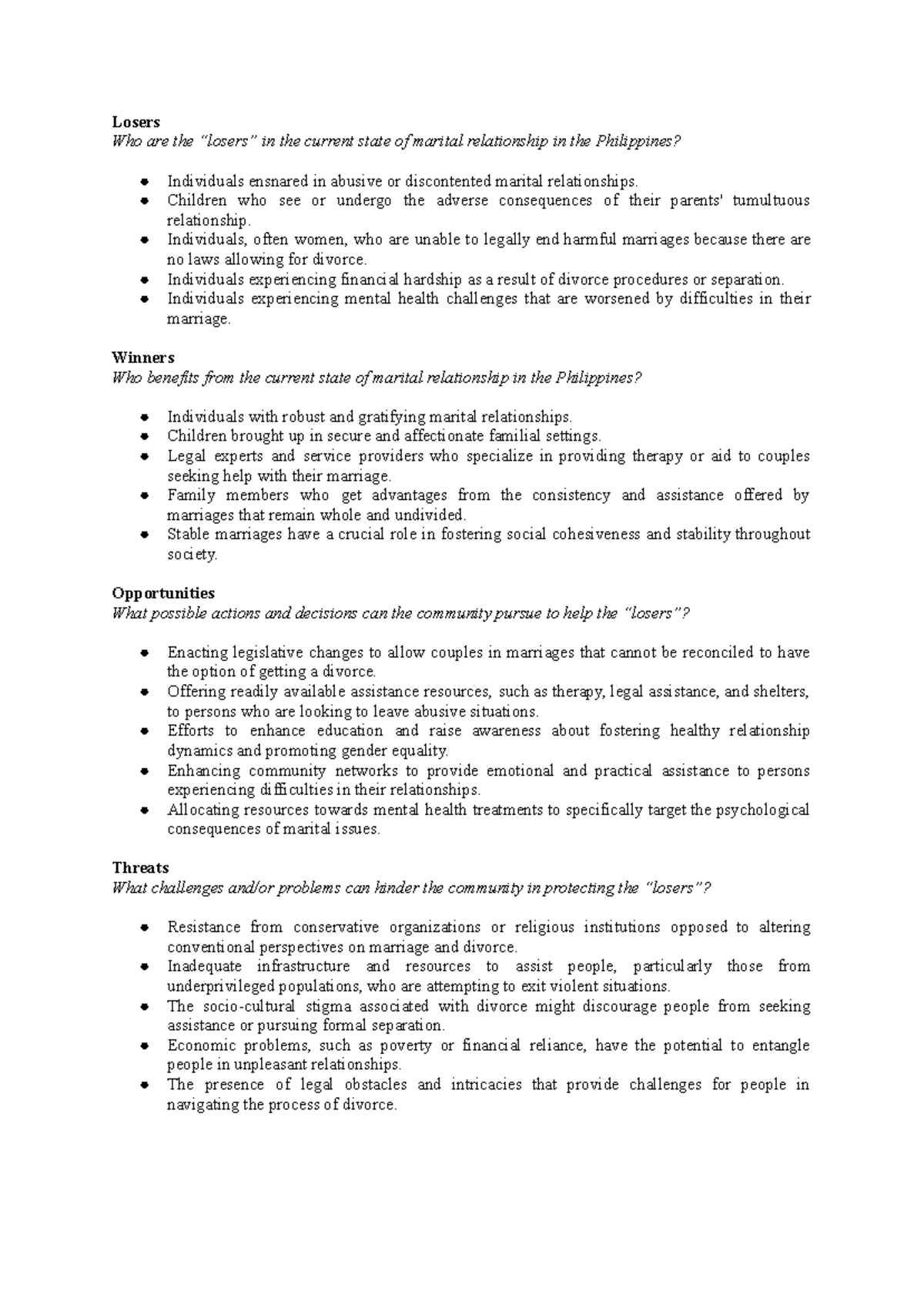 Writing Task Final - Losers Who are the “losers” in the current state ...