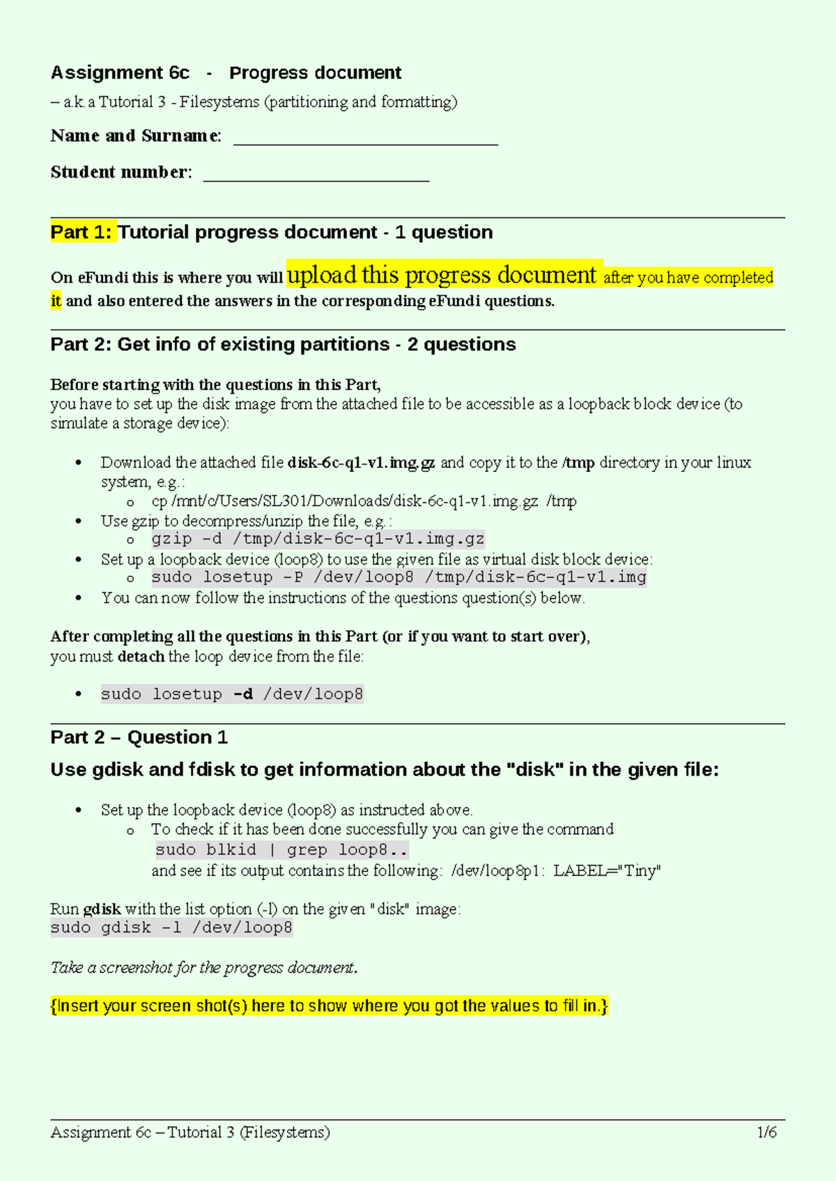Progress document - Assignment 6c - Filesystems - partitioning and ...