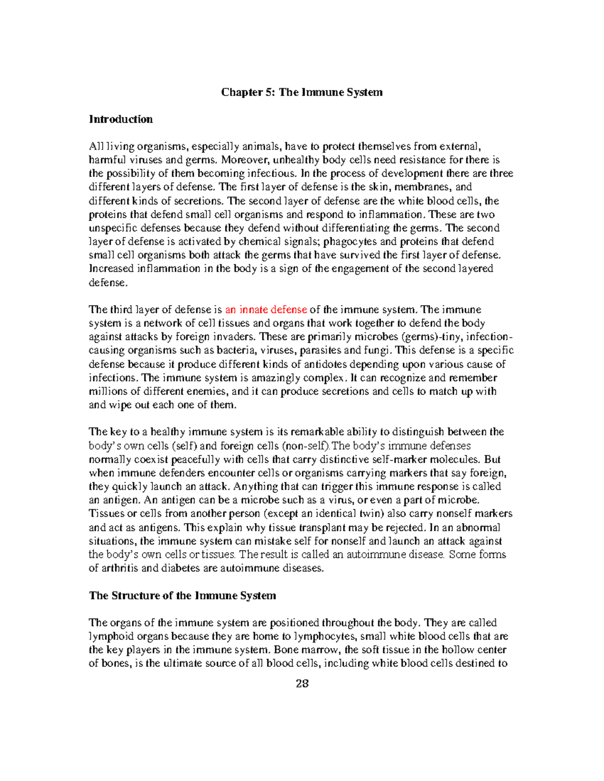 Biology-10 Lesson Notes: Chapter 5 - The Immune System - Studocu