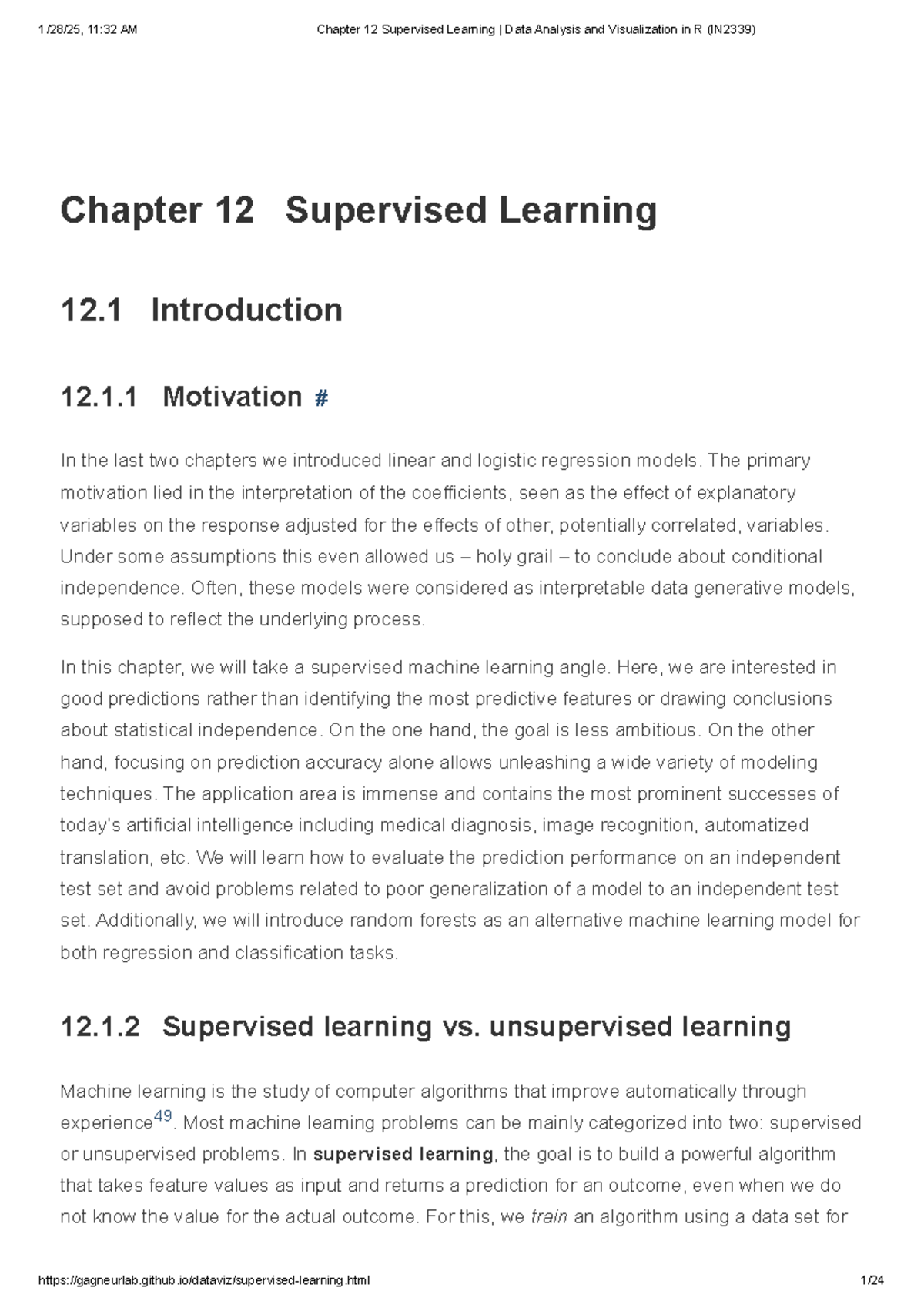 Script Chapter 12 Supervised Learning - Chapter 12 Supervised Learning ...
