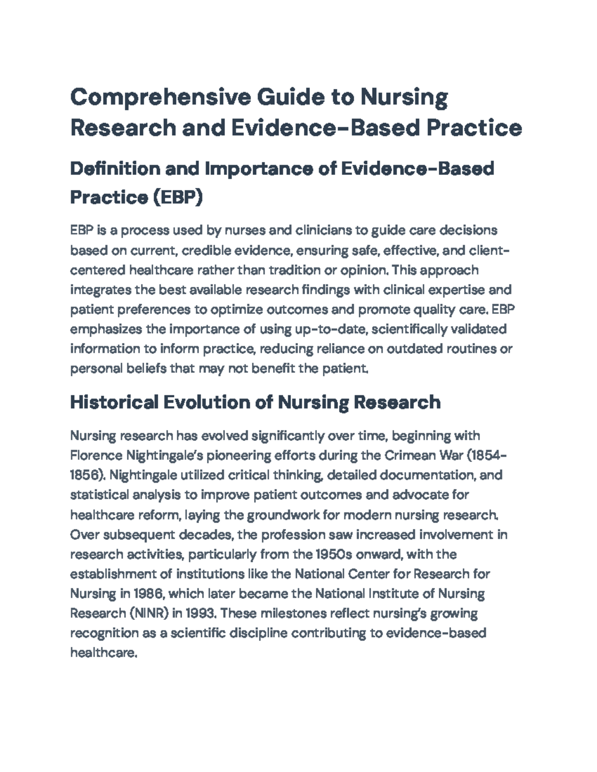 Comprehensive Guide to Nursing Research and Evidence-Based Practice ...