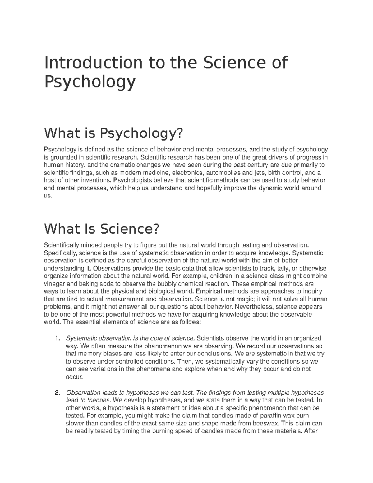 Introduction to Psychology PSY 101: Understanding Science and Research ...
