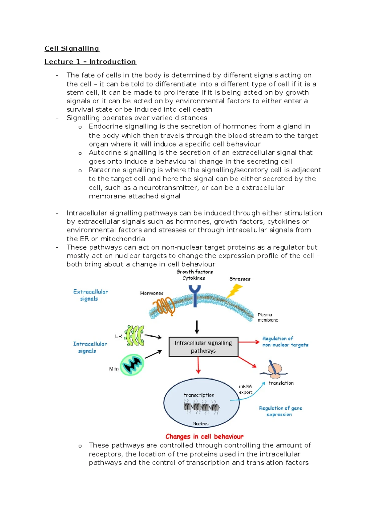 Chemistry of Biological Processes 1 (Lecture 1): Signalling Mechanisms ...