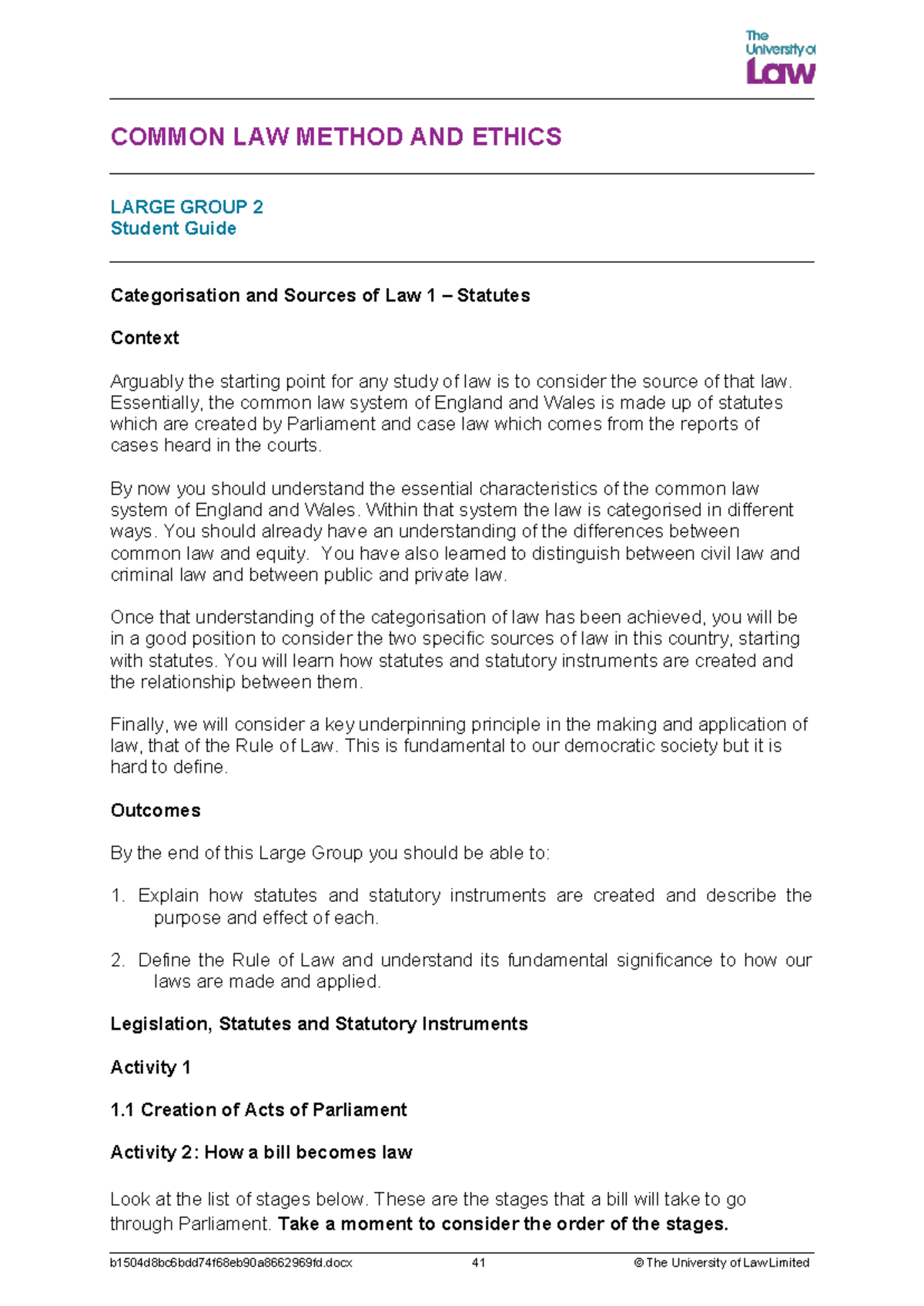 2122 CLME LG02 CE01 Student Guide: Common Law Method & Ethics Overview ...