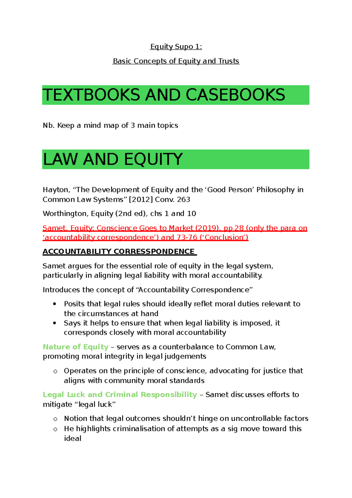 Equity Supo 1 reading - Equity Supo 1: Basic Concepts of Equity and ...