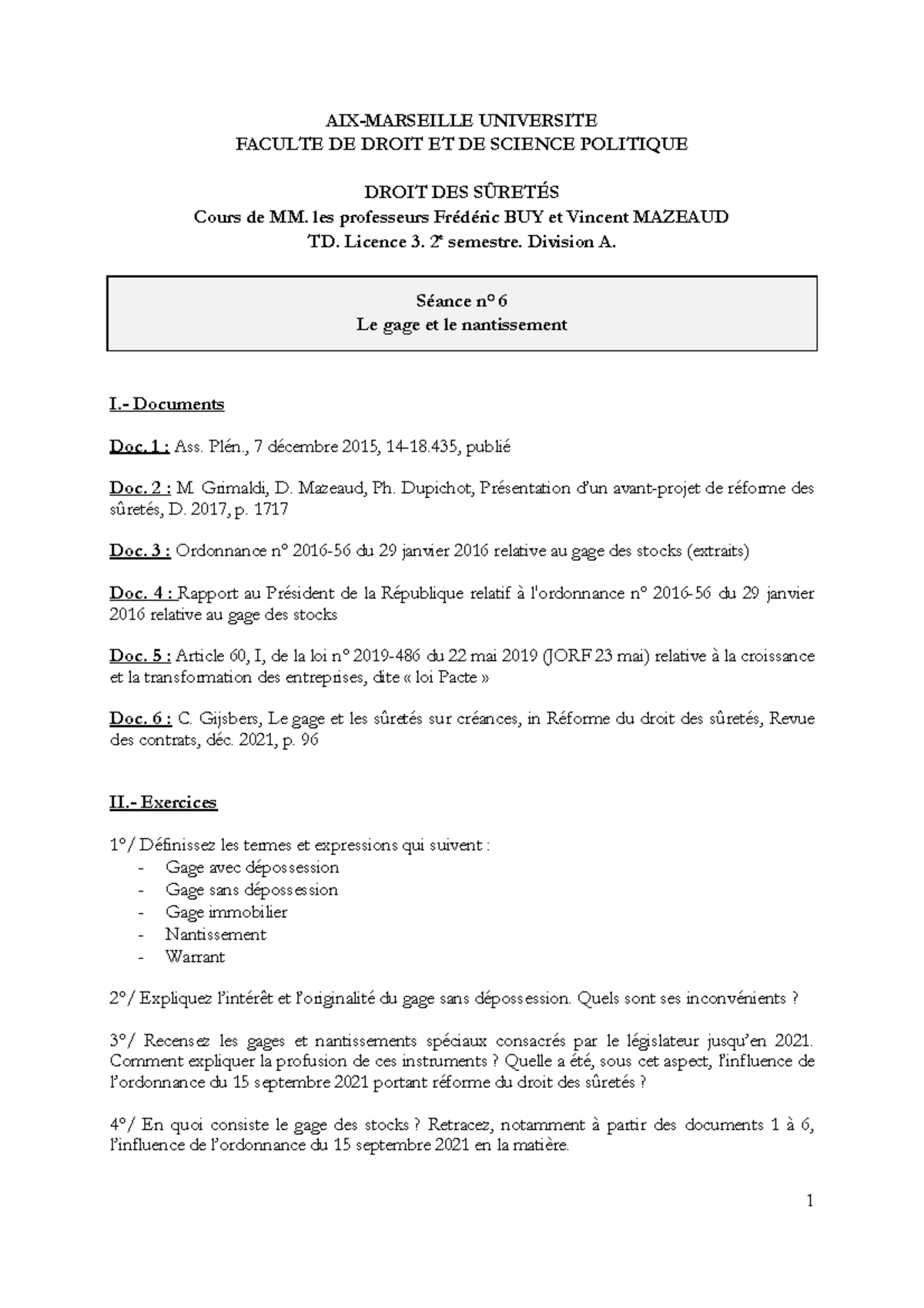 Cours de Droit des Obligations - Bibliographie et Plan de Cours