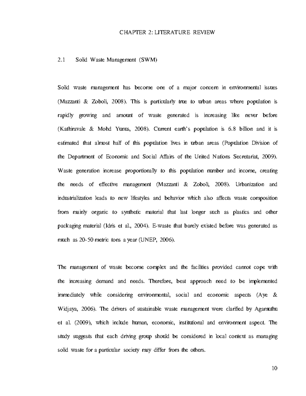 Literature Review on Solid Waste Management: Chapter 2 Analysis - Studocu