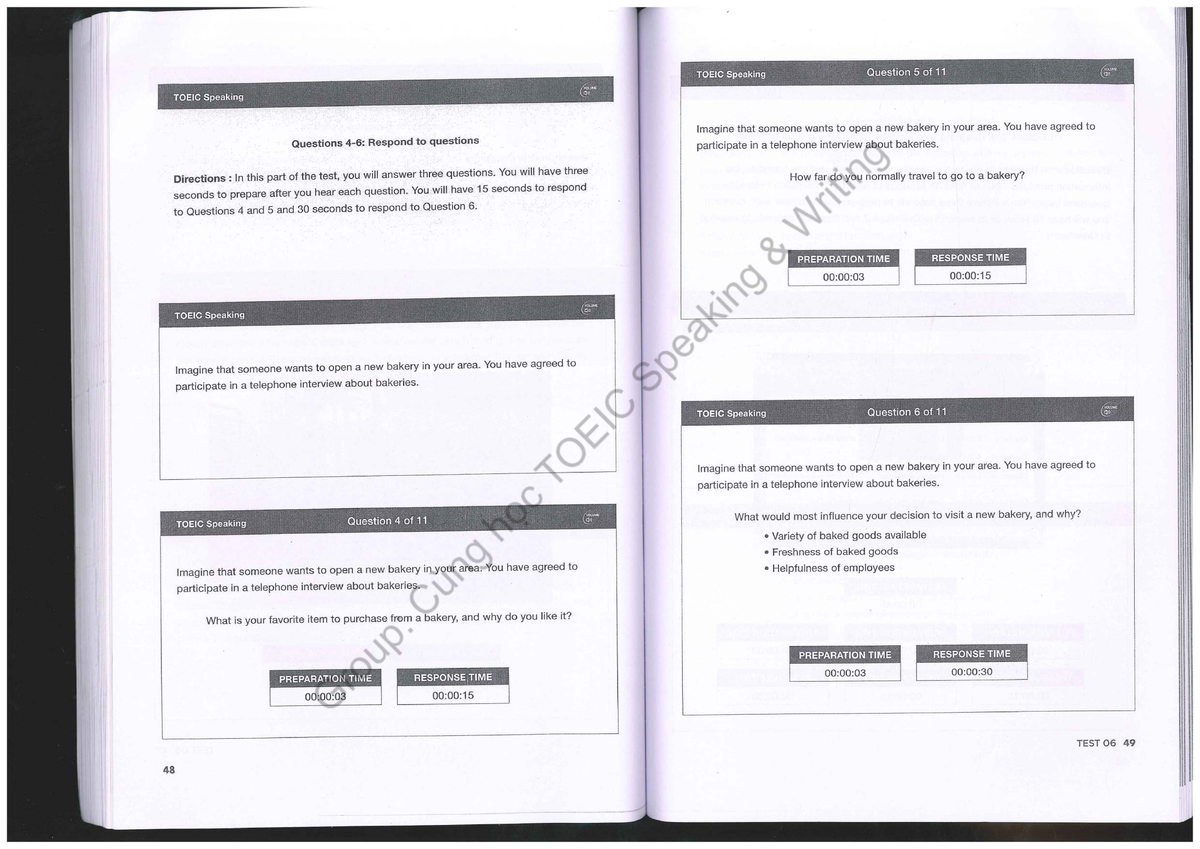 TOEIC Speaking Test 2: Questions and Responses Guide - Studocu