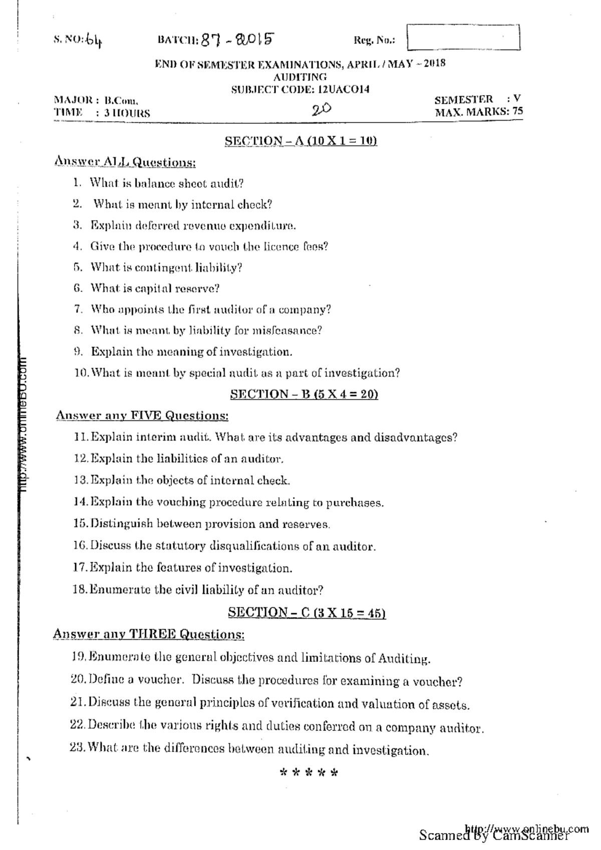BCom 5 Sem Auditing Notes for May 2018 Exam Preparation - Studocu