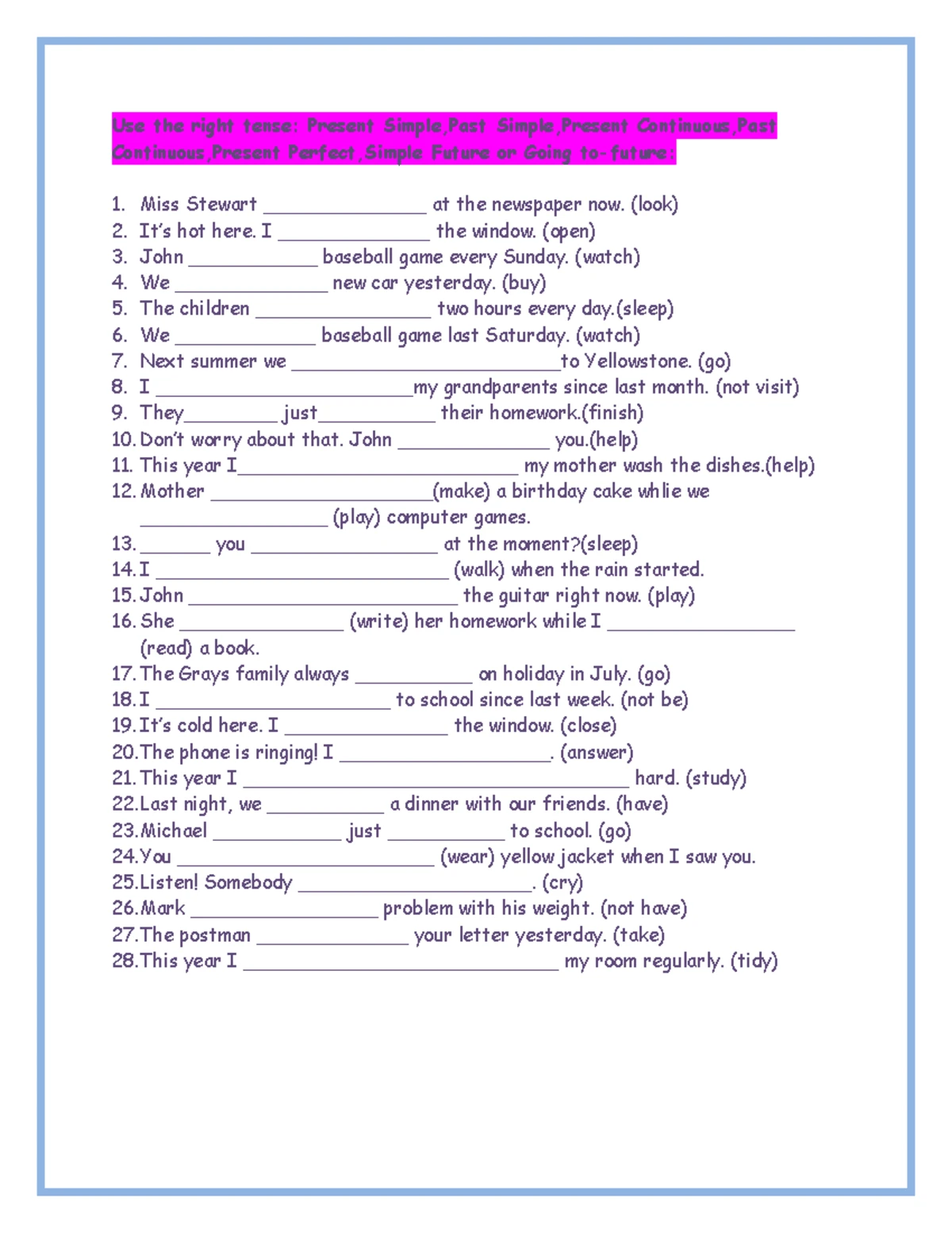 All verb tenses - VT practice notes for English grammar - Studocu