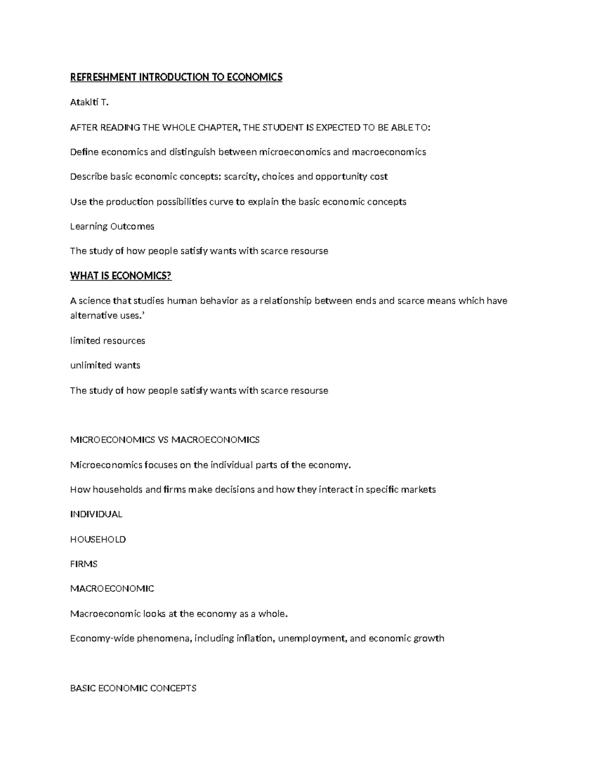 ECON 101: Introduction to Economics - Key Concepts and Learning ...