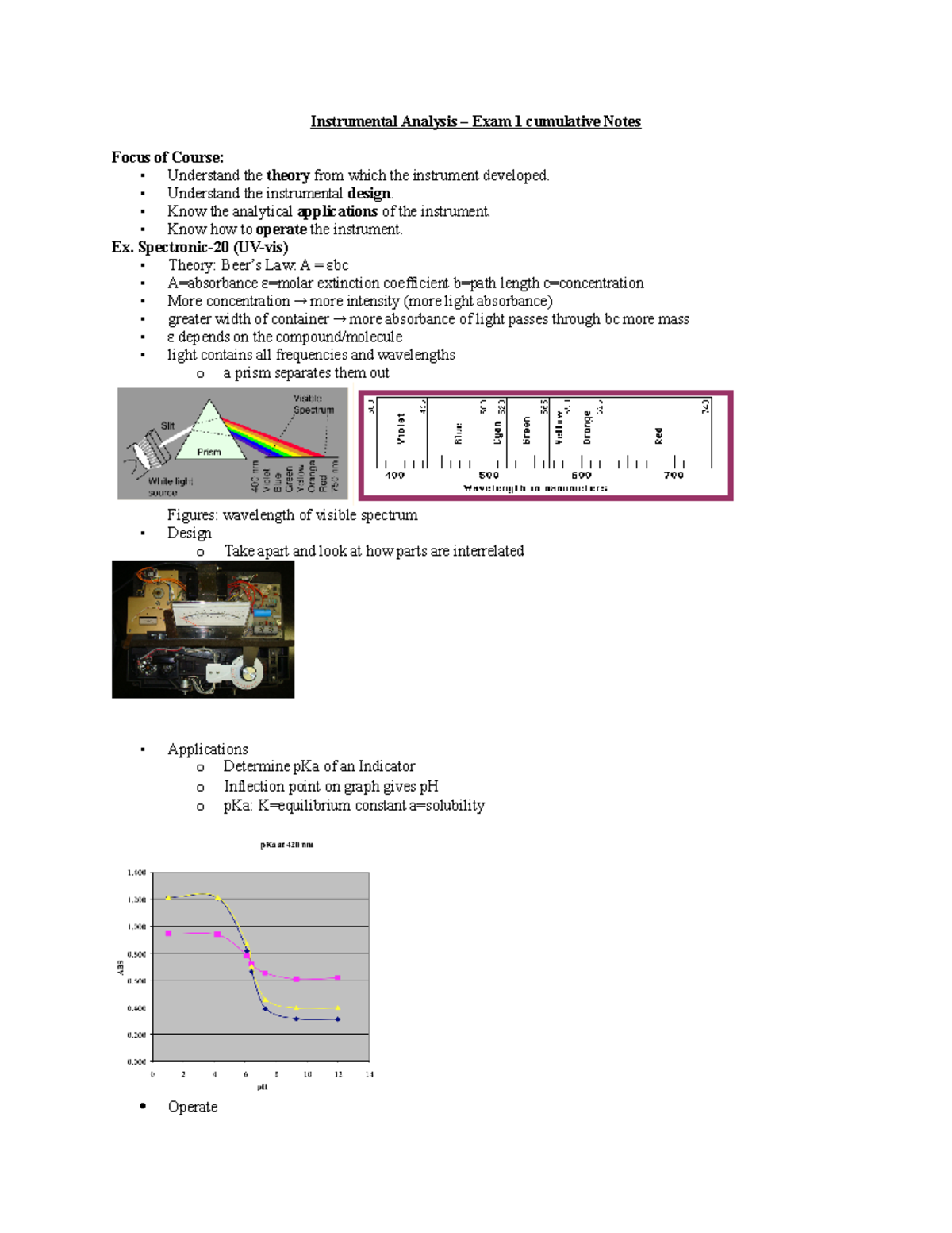 Final Cumulative Notes for Instrumental Analysis (Exam 1) - Studocu