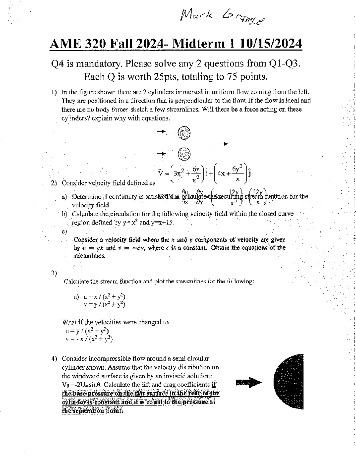 Aerodynamics AME 320 Fall Midterm 1: Key Questions & Solutions - Studocu