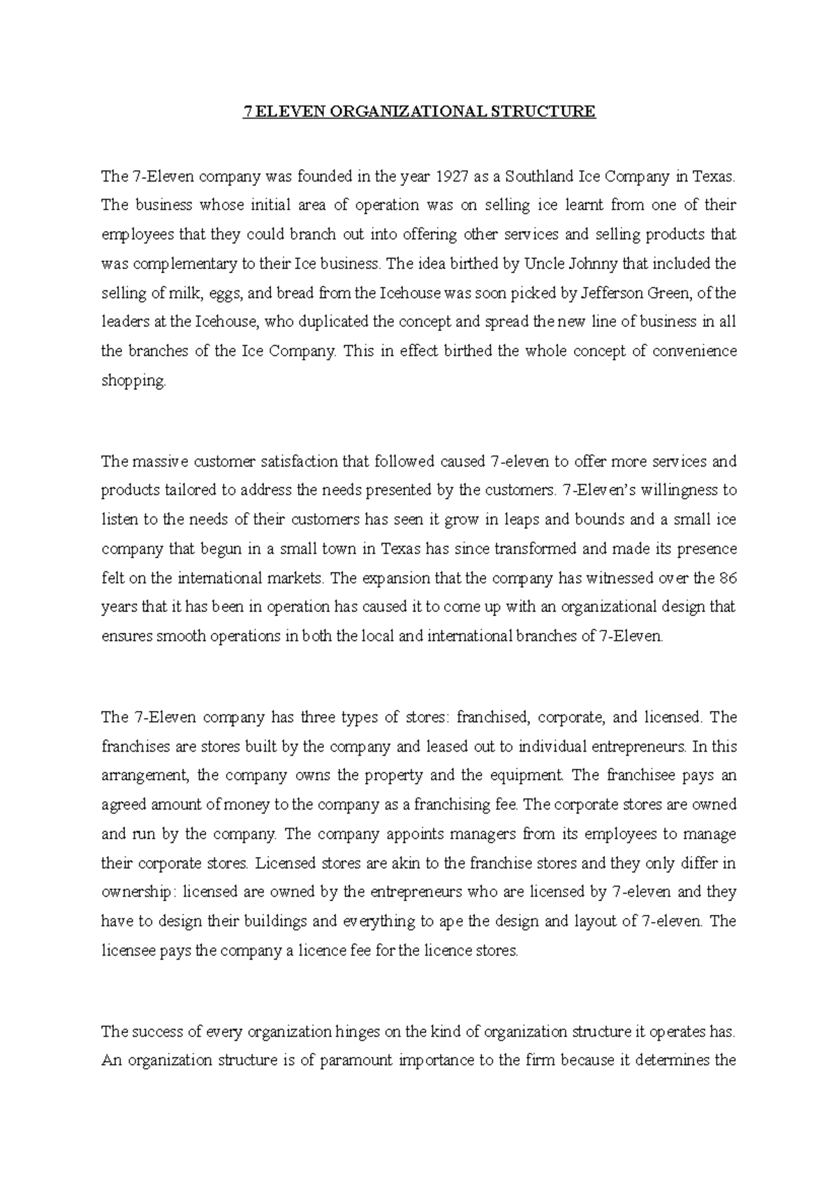 7 Eleven Organizational Structure - Copy - 7 ELEVEN ORGANIZATIONAL ...