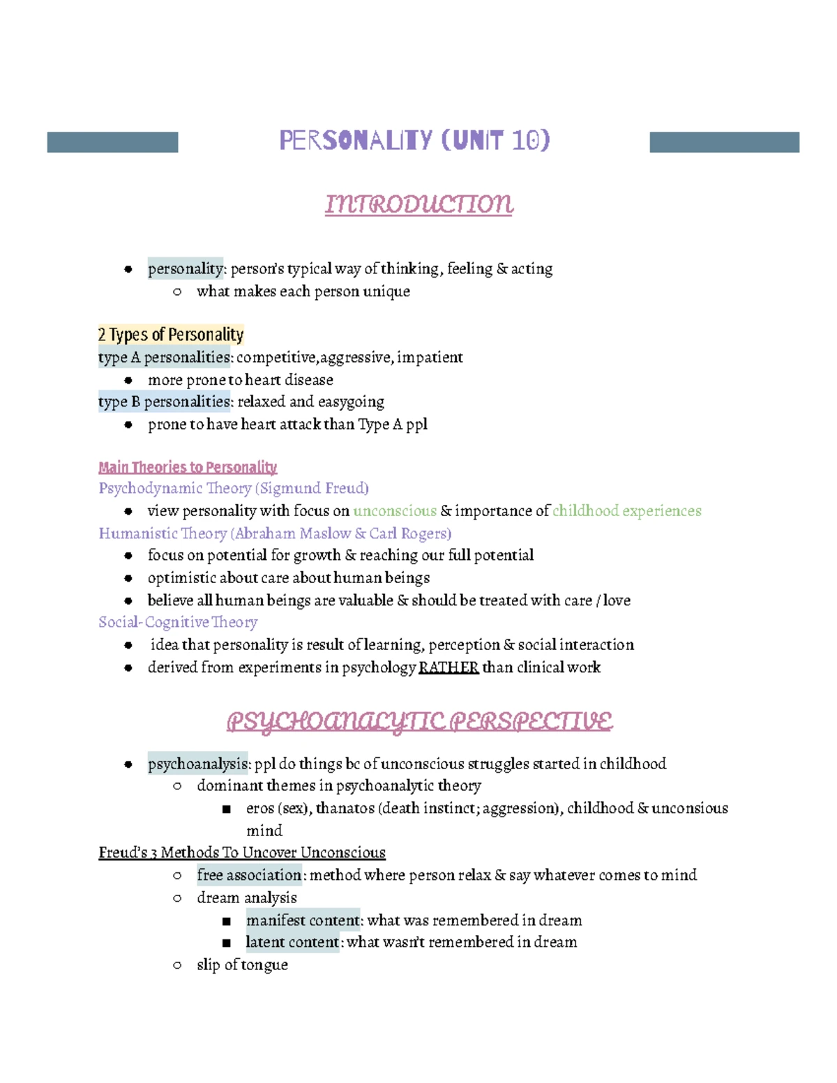 Unit 9 Developmental Psychology - DevELopMEnTal PsYcHolOGy (unIT 9 ...