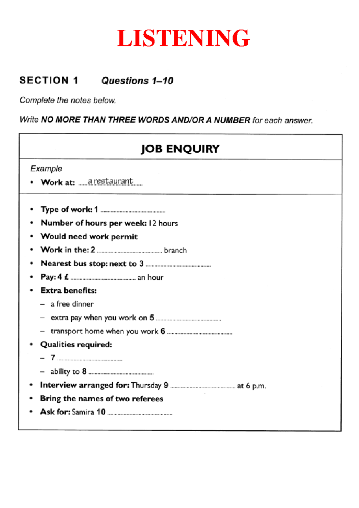 IELTS Listening: Practice Notes and Questions for Exam Preparation ...