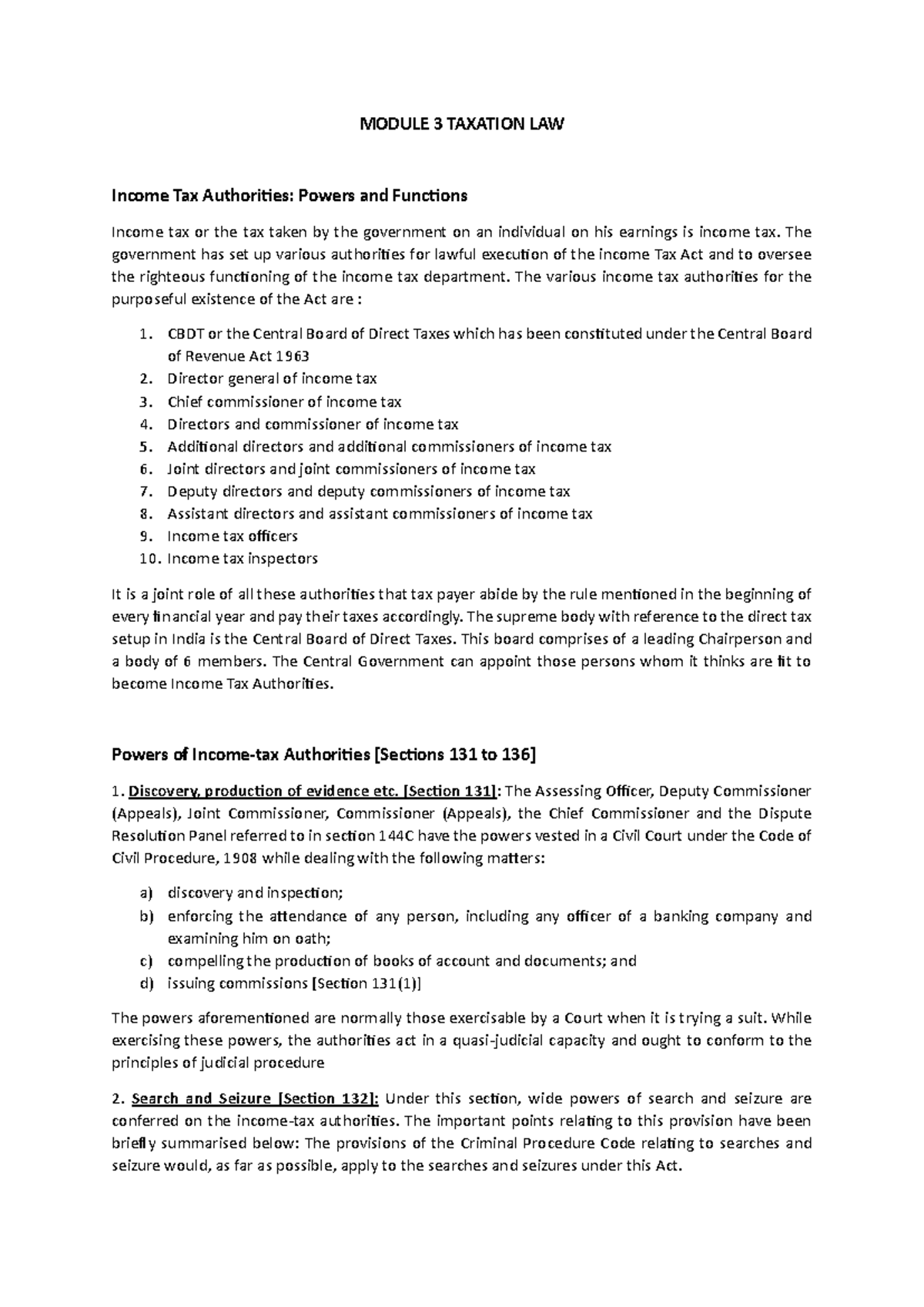 Module 3 Taxation LAW - Comprehensive Income Tax Notes - Studocu