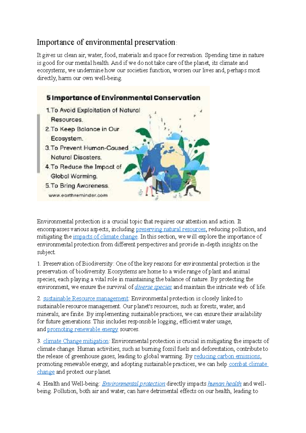 UNIT-1 - ngo notes unit 1 - Importance of environmental preservation ...