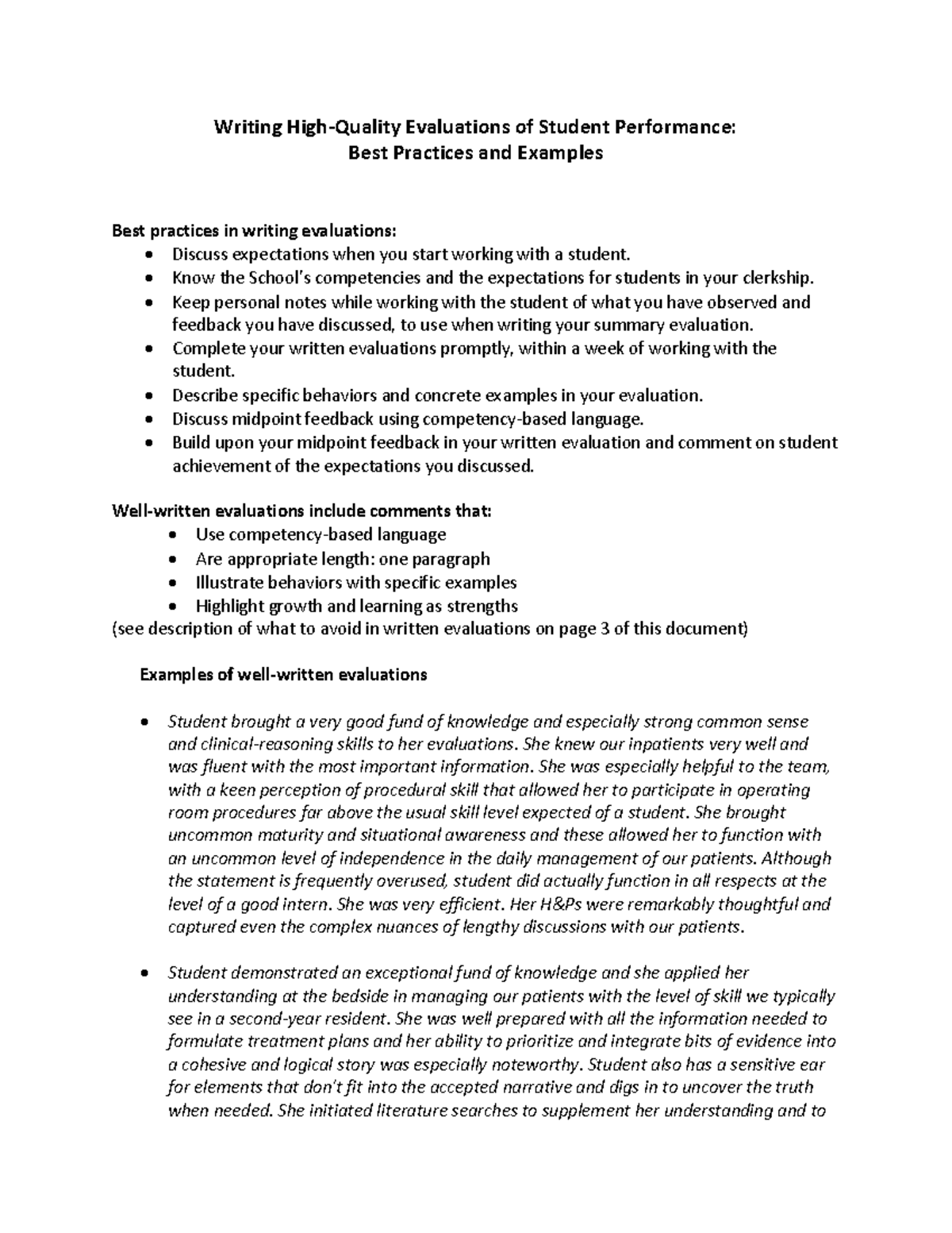 Good assessment practice notes - Writing High-Quality Evaluations of ...