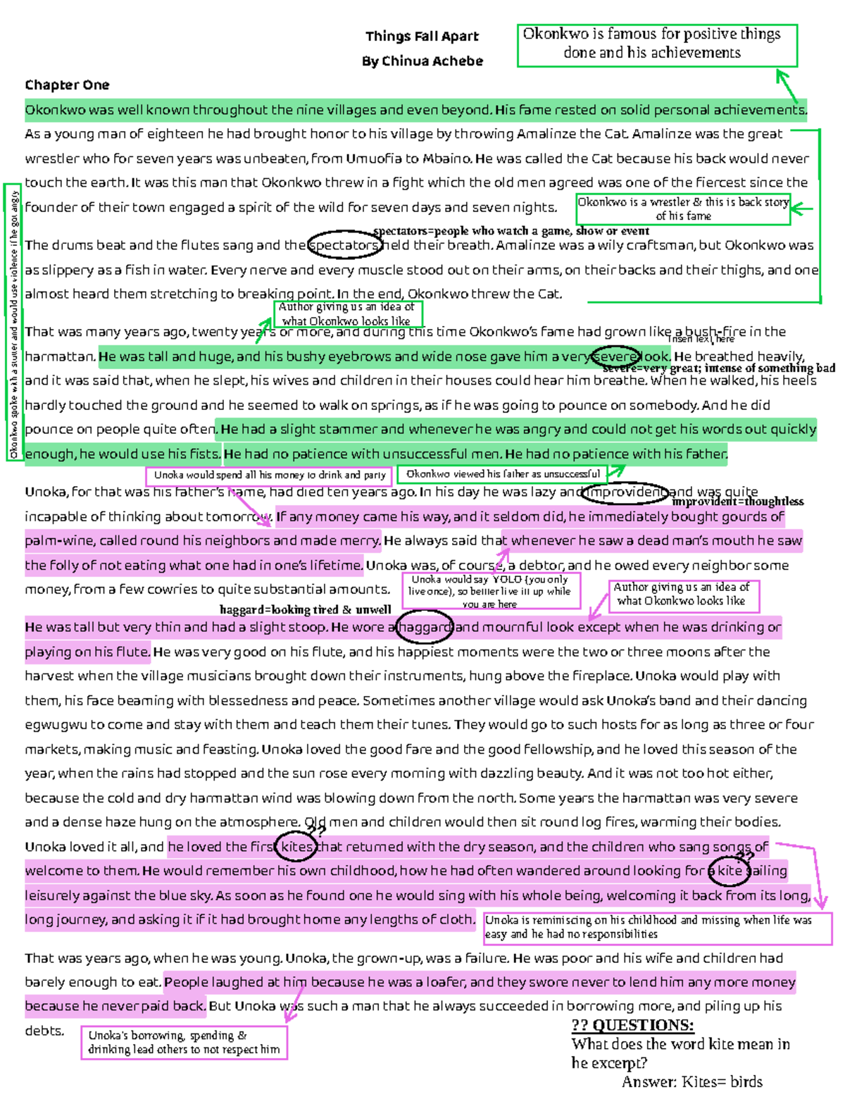 Things Fall Apart (Ch. 1) Summary & Key Analysis - Studocu