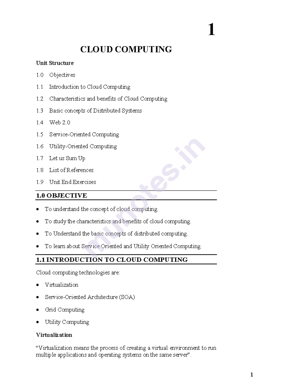 Tybsc CS Cloud computing munotes - 1 CLOUD COMPUTING Unit Structure 1 ...