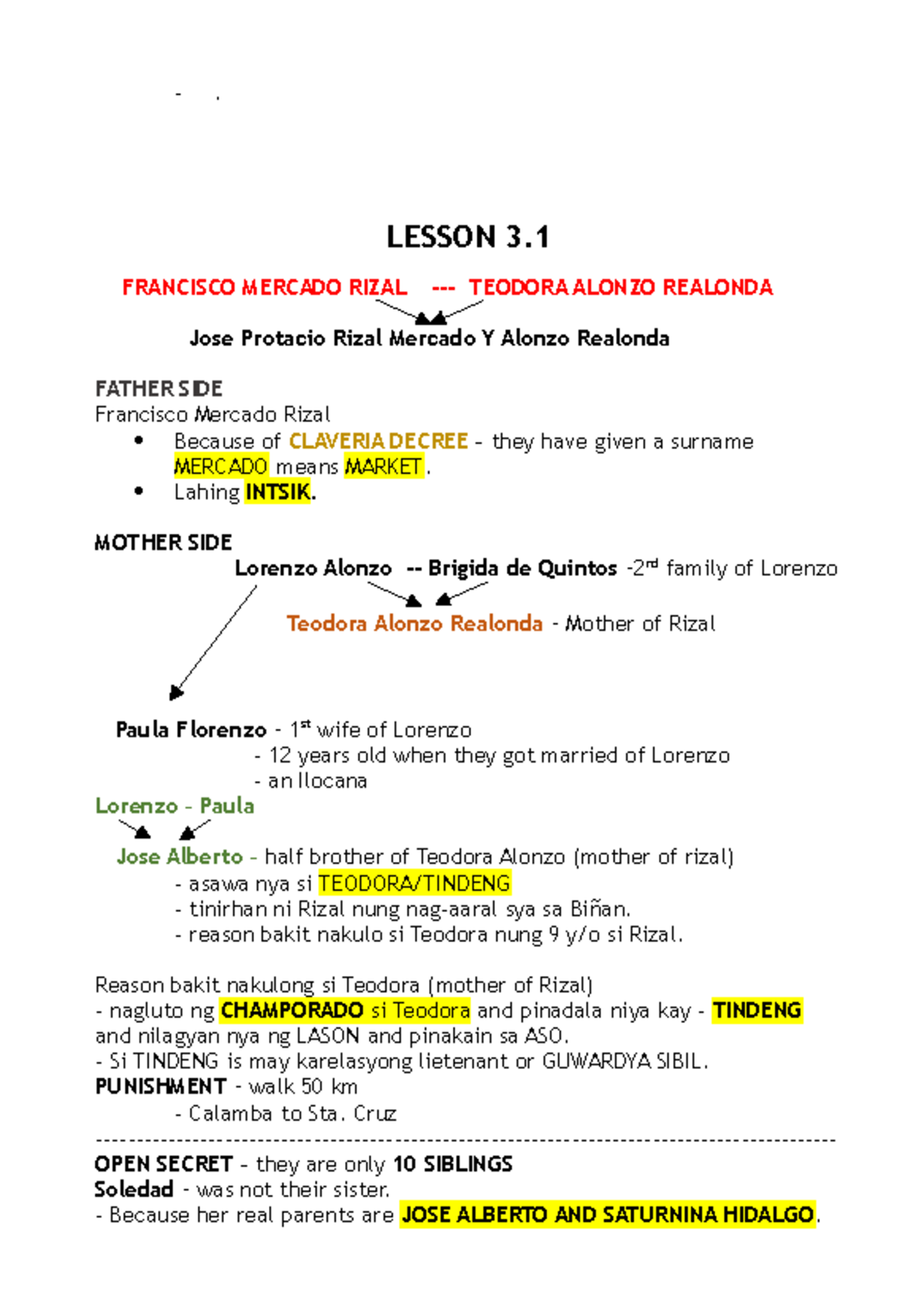 Lesson 3: The Life and Legacy of Jose Rizal (RIZAL 101) - Studocu