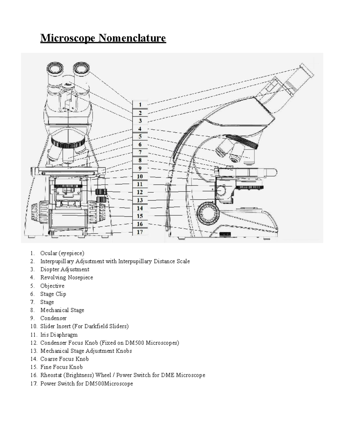 DM500 Compound Microscope Use & Maintenance Instructions - Studocu