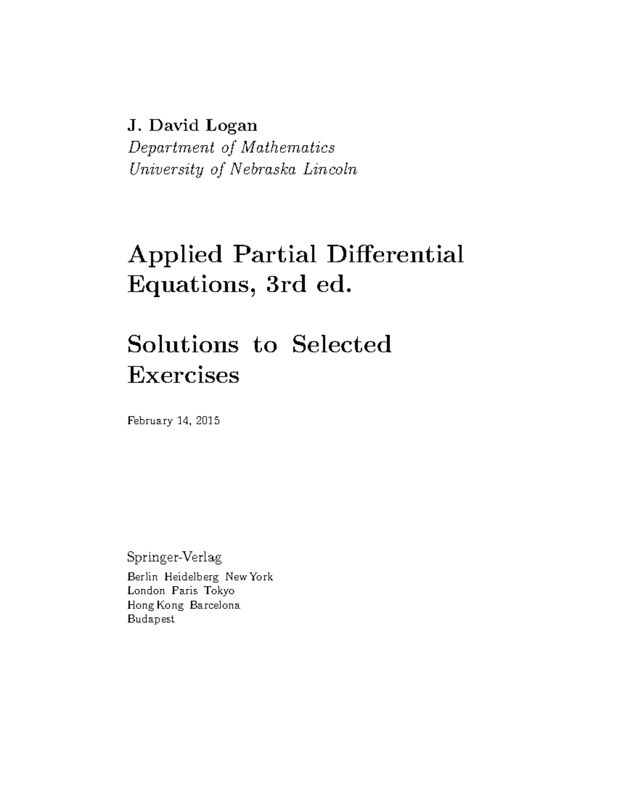 Solutions to Selected Exercises in APDE 3 - Notes - Studocu