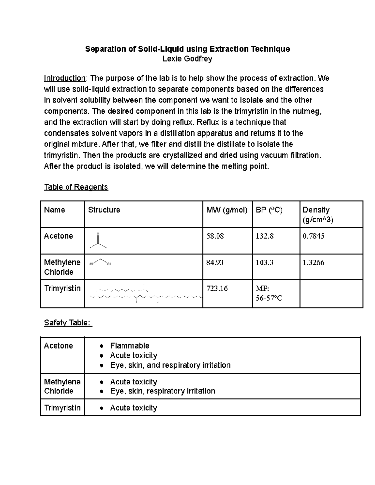 Lab Report 3 - Separation of Solid-Liquid using Extraction Technique ...