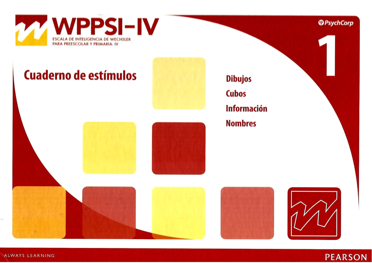 Cuaderno de Estímulos 1 para WPPSI-IV - PsychCorp - Studocu
