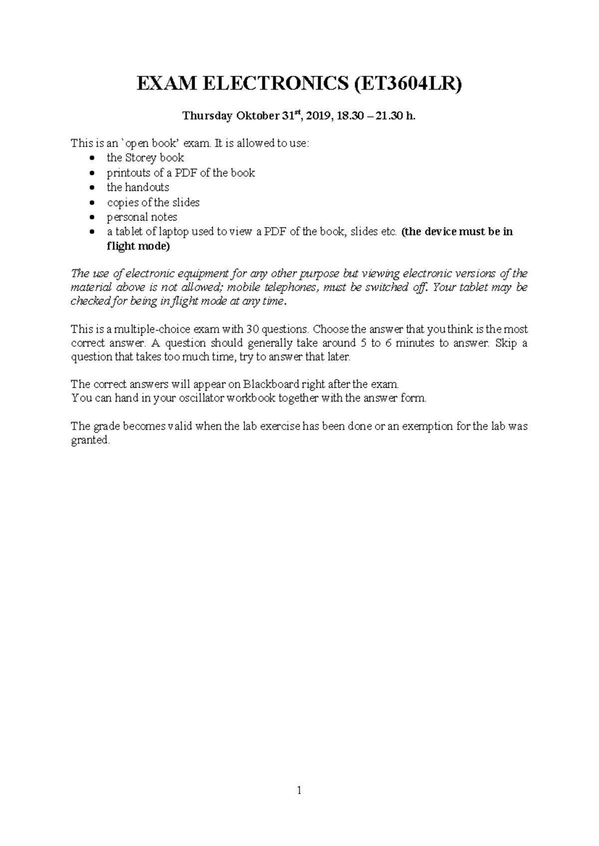 Exam 31-10-2019 with Answers - V3 - Corrected - Electronic Circuits ...