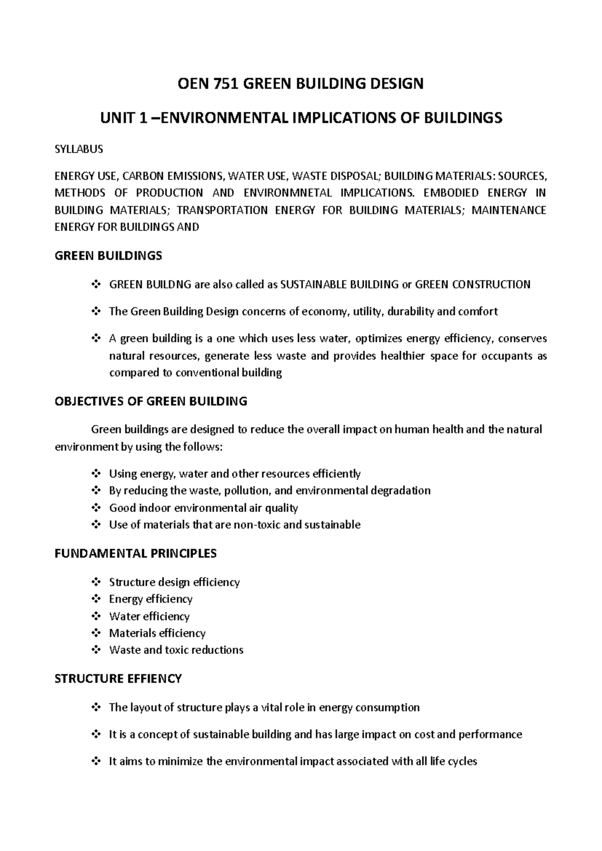 Green Building Design OEN 751: Environmental Implications & Principles ...