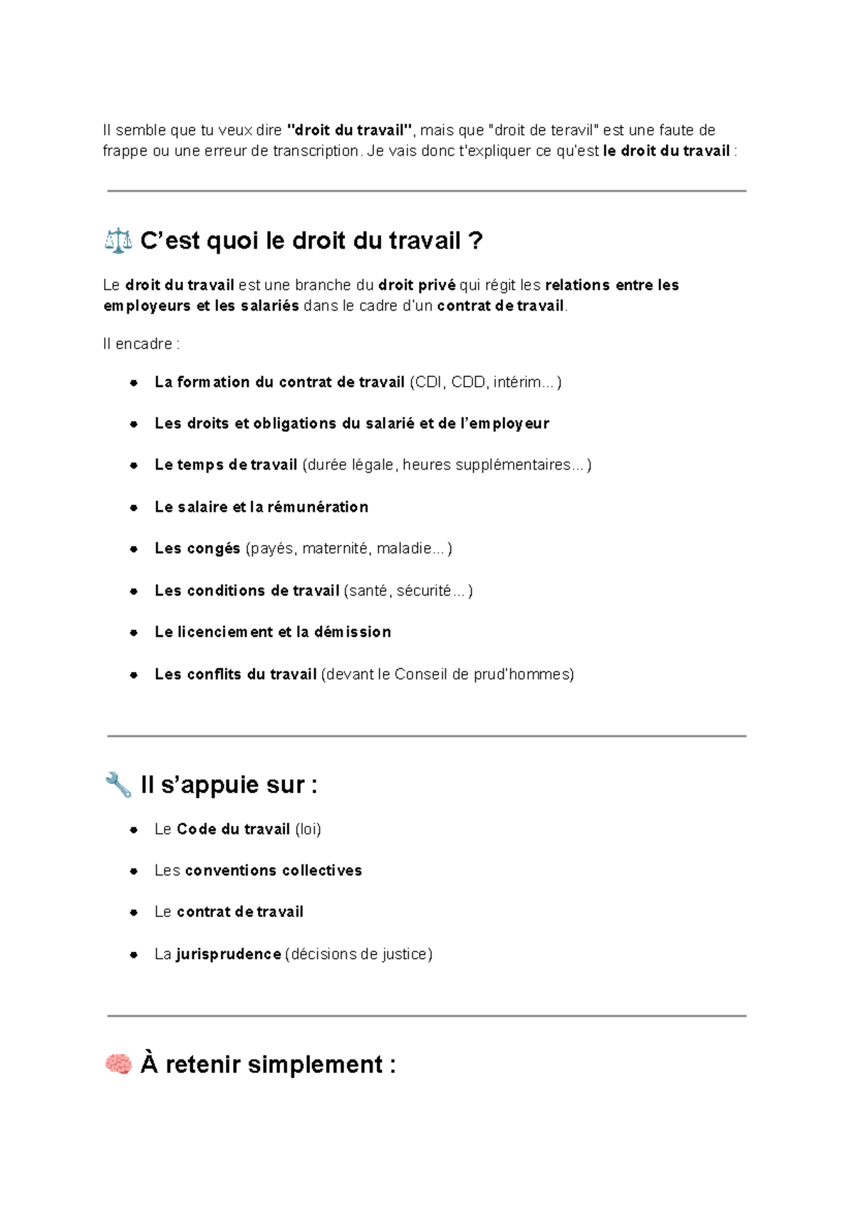 Droit du Travail : Concepts Clés et Régulations (Cours) - Studocu