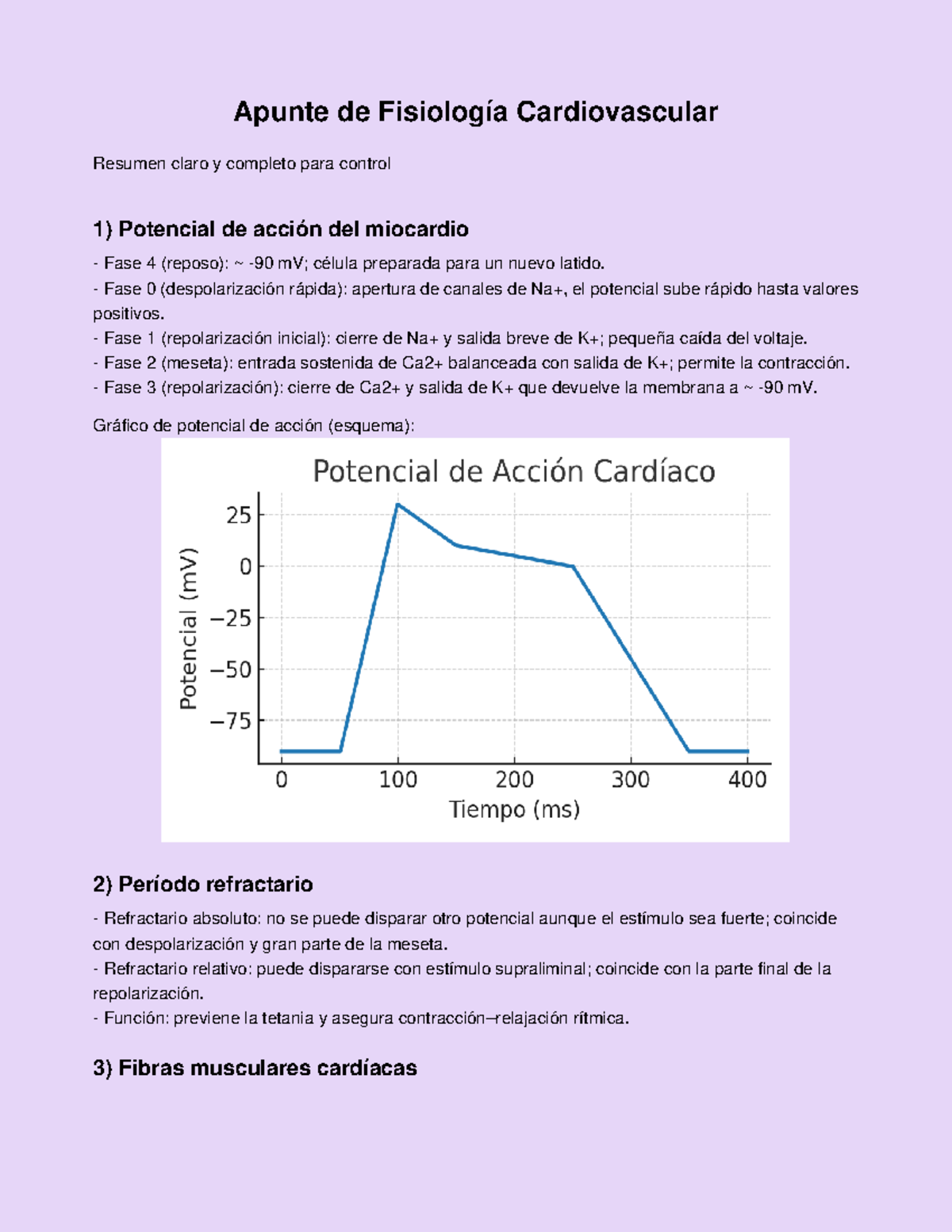 Apunte de Fisiología Cardiovascular - Resumen Control 1 FDO2 - Studocu