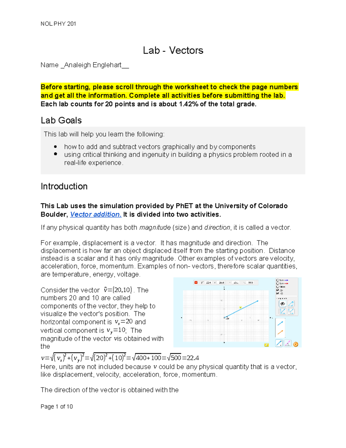 Module 2 Lab 2: Understanding Vectors - Lab Assignment Guide - Studocu