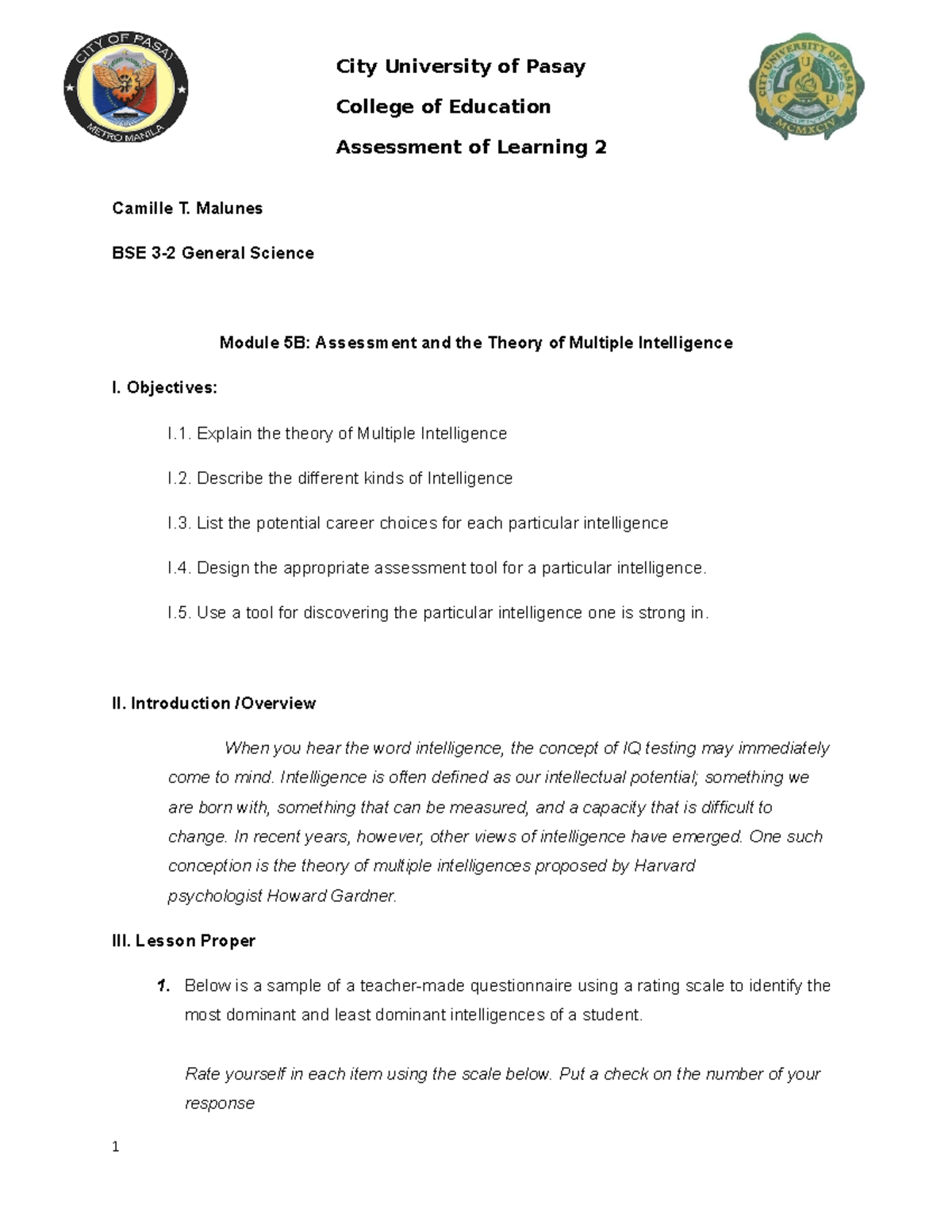 Assessment of Learning 2: Theory of Multiple Intelligences Explained ...