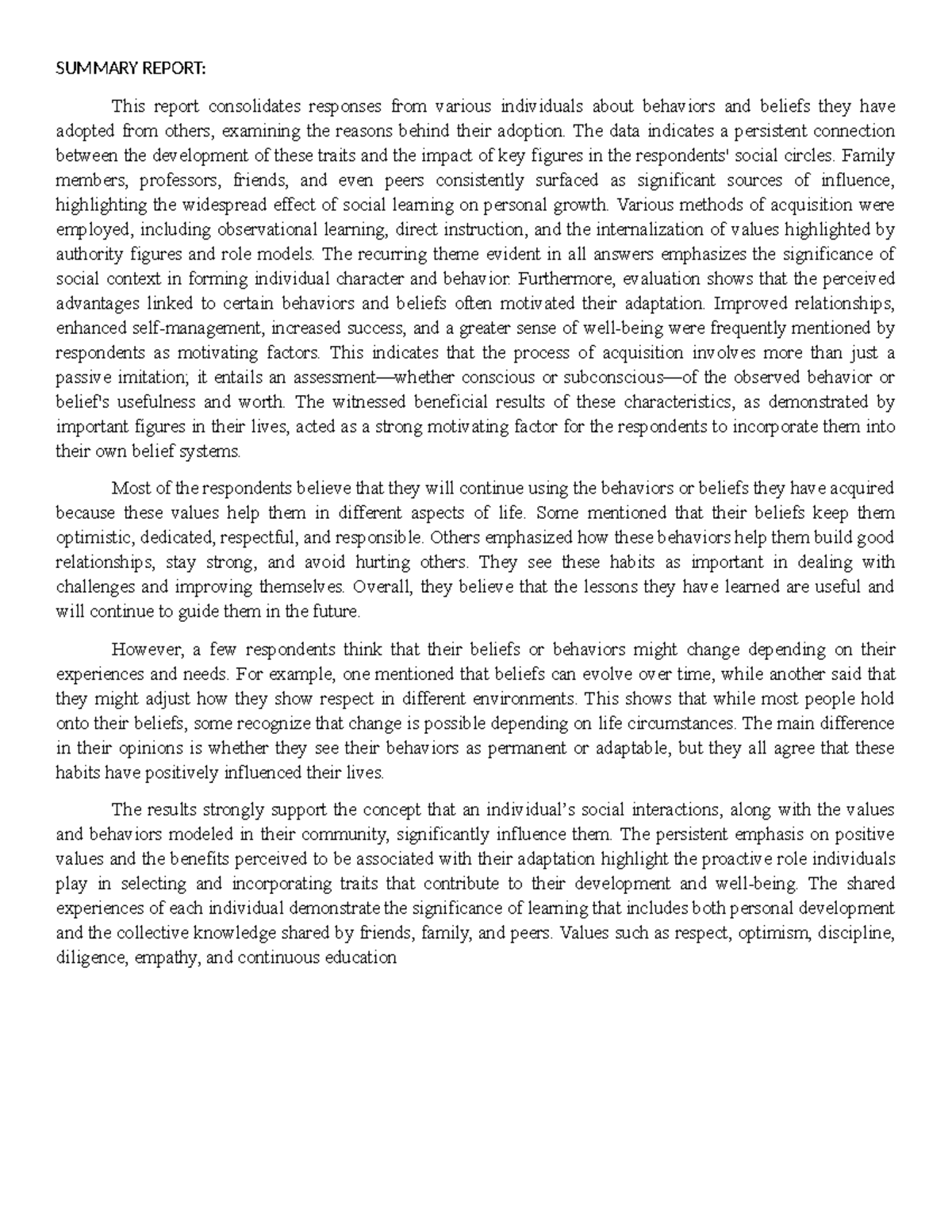 Summary Report ce1c group 6 - SUMMARY REPORT: This report consolidates ...